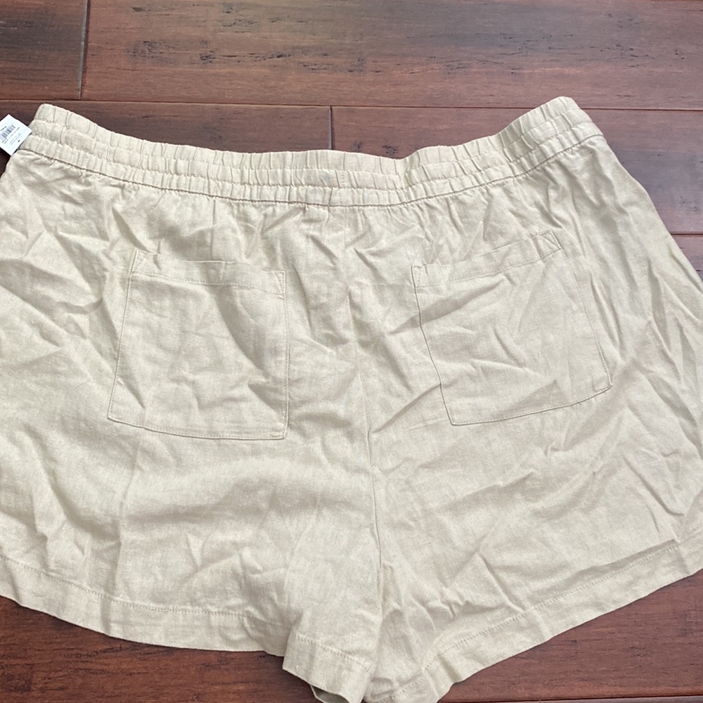 NWT Gap Womens Linen Blend Pull On Shorts XXL Khaki Tan - Picture 2 of 3